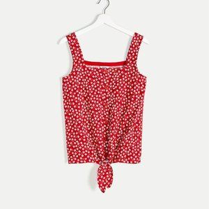 Square Neck Printed Cami with Knot